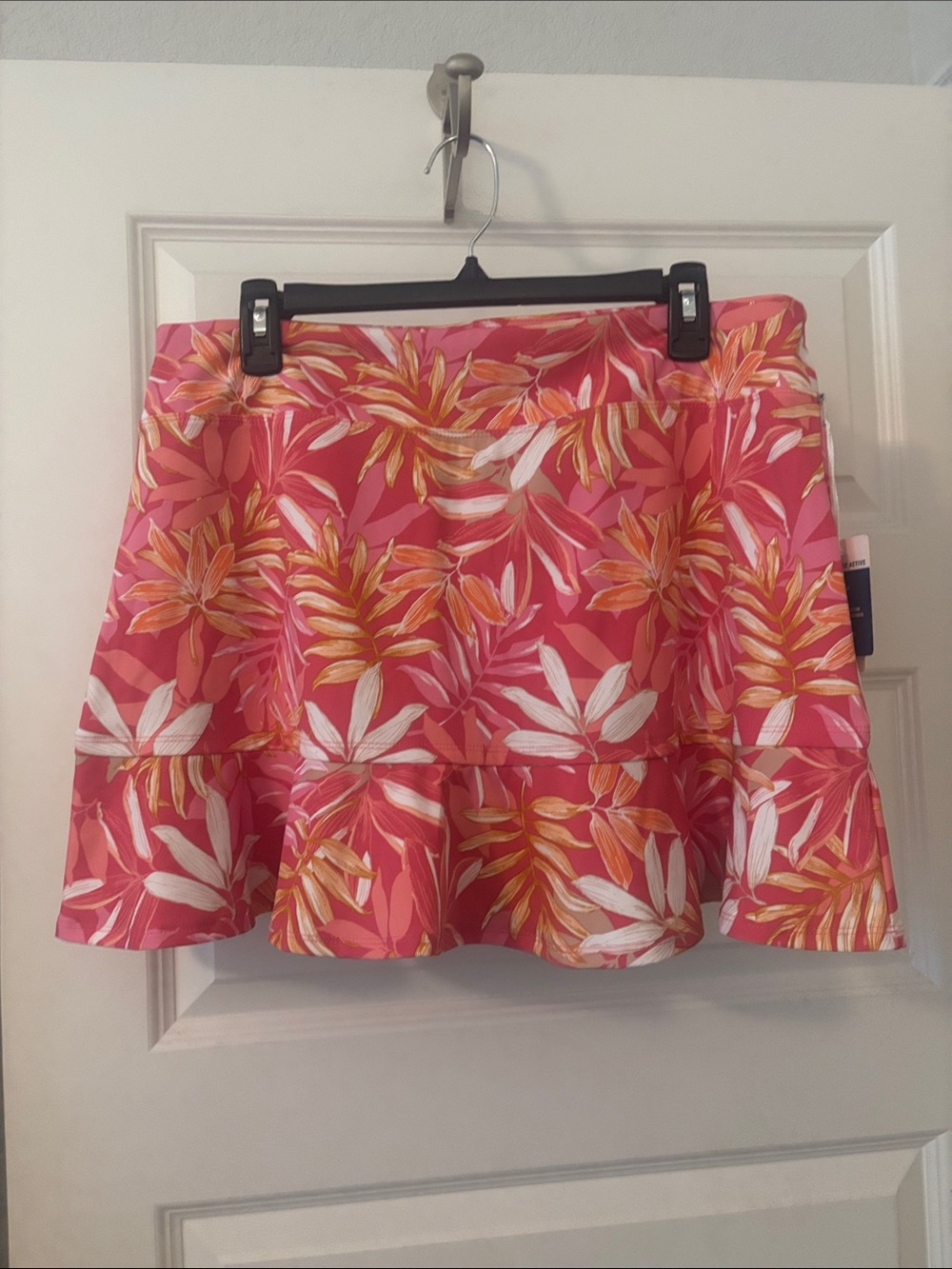 Tommy Bahama Pink Tropical Leaf Ruffle Hem Skort SZ XL Activewear Athleisure NWT
